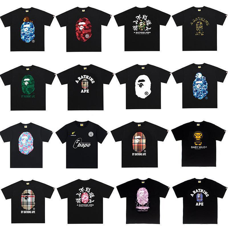 Bathing Ape Ape Head Print Loose-Fitting Casual Street Style Short-Sleeved T-Shirt for Men and Women