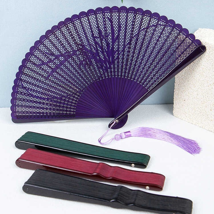 Chinese style full bamboo fan hollow out ancient style folding fan female small folding fan classical mini Hanfu cheongsam dance portable