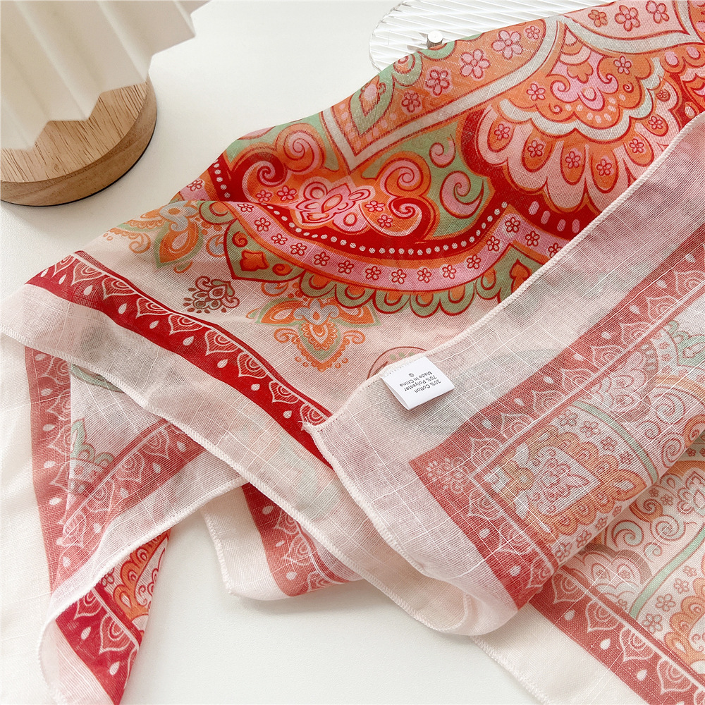 25g Weight Silk Scarf Classification Casual, Outdoor, Daily Occasion Polyester Material Flower Pattern All Seasons Season Women's Gender Pastoral Style Women's Pastoral Flower Polyester Silk Scarf 无