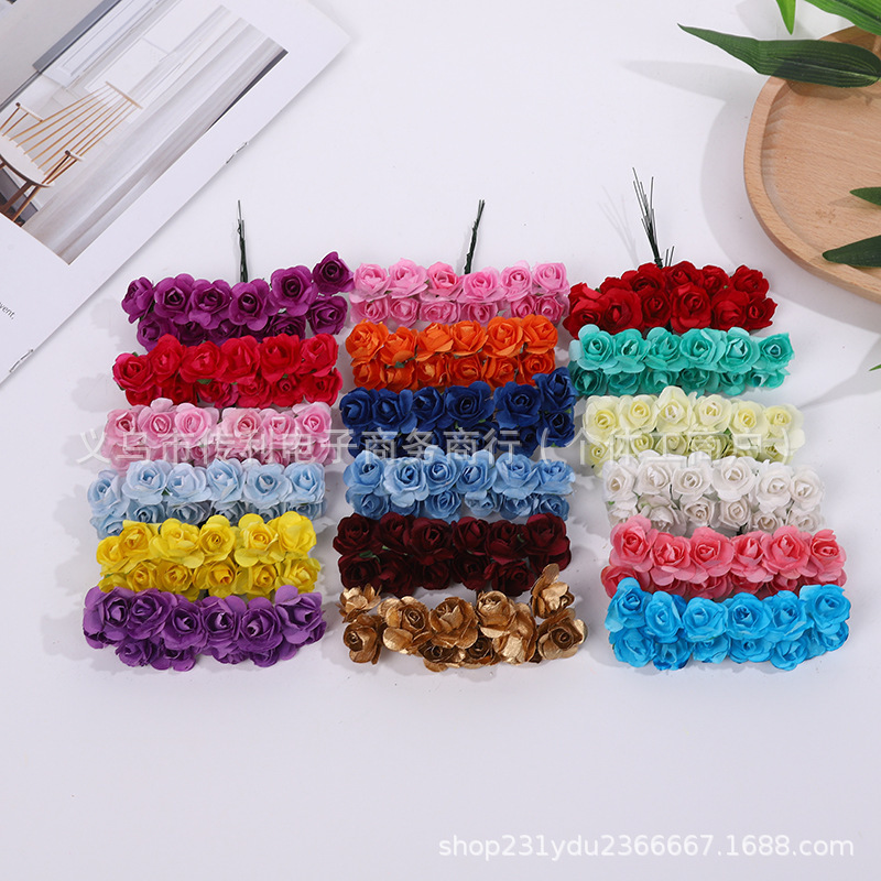 144 Mini Simulation Plum Blossom Simulation Flower Small Paper Flower Headwear Wreath DIY Decorative Accessories Props