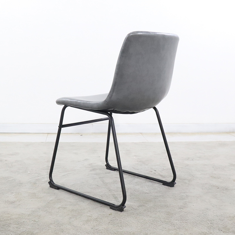 Silla de Comedor para Restaurante con Respaldo de Cuero y Metal