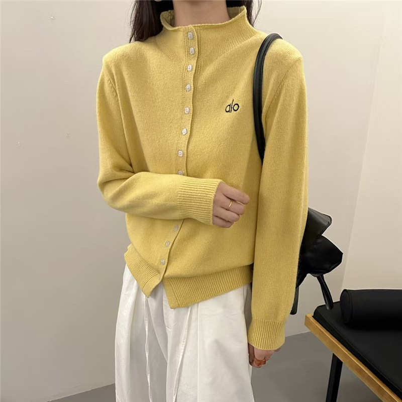 慵懒风半高领毛衣外套女秋冬新款加厚针织开衫减龄内搭上衣打底衫|undefined