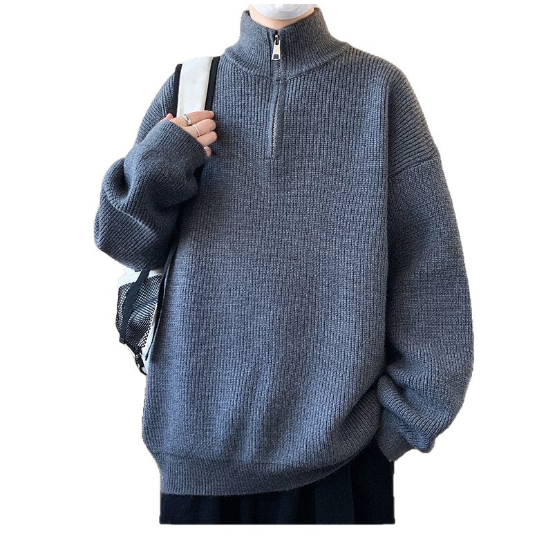 Herren Pullover Mit Halbem Reißverschluss Und Stehkragen Retro_voghion.com