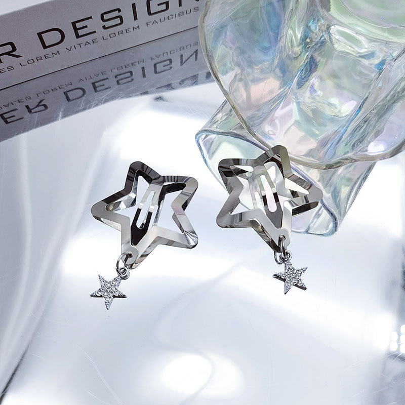 Pentagram Pattern All Seasons Season IG Style Y2K Cute Women's Pentagram Alloy Charm Hair Clips