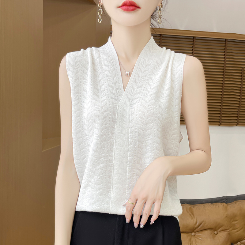Western Style Solid Color Design Sense Top All-match Sweater Pullover Age-reducing Casual Comfortable Base Shirt Sleeveless Vest for Women