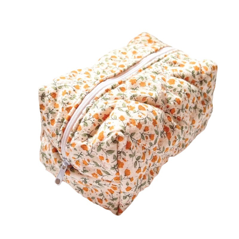 Bolsa de cosméticos floral transfronteriza de Venta caliente bolsa de viaje de cuidado de la piel bolsa de la cremallera bolsa de lavado pequeña bolsa de almacenamiento de cosméticos frescos