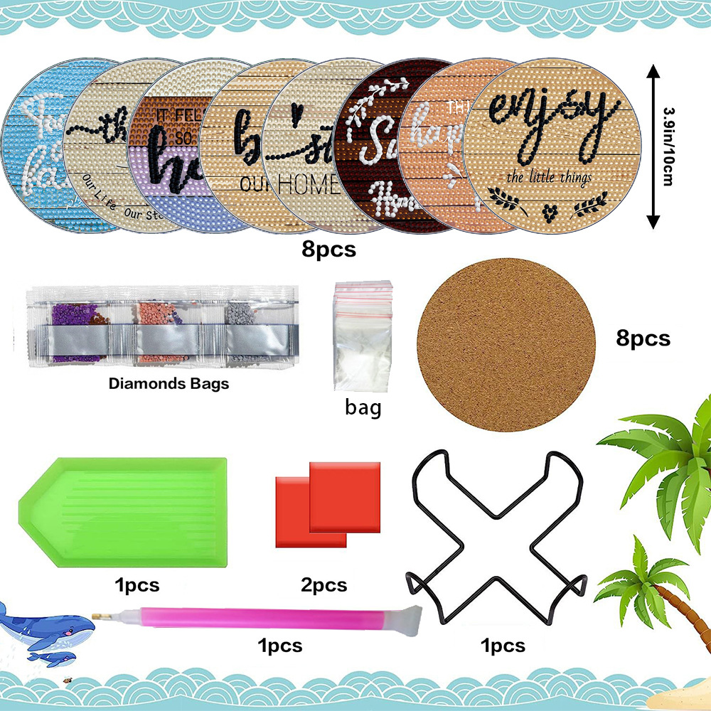 Transfronterizo Mandalay diy taza almohadilla aislante Amazon azul porcelana dibujo de diamantes acrílico hecho a mano