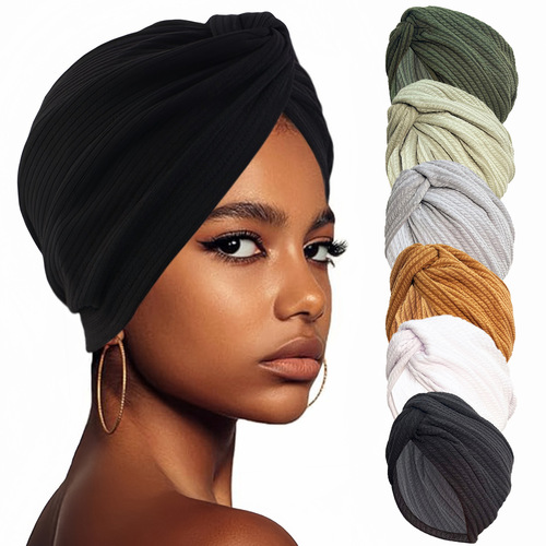 New Thick Elastic Bandana Hat Ethnic Style Crossed Twist Hat Fashion Versatile Western Bandana Warm Anti-cancer Hat