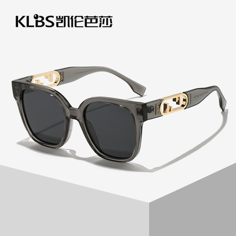 潮流偏光太陽鏡 金屬鏤空裝飾高級黑方框墨鏡女防曬紫外線太陽鏡