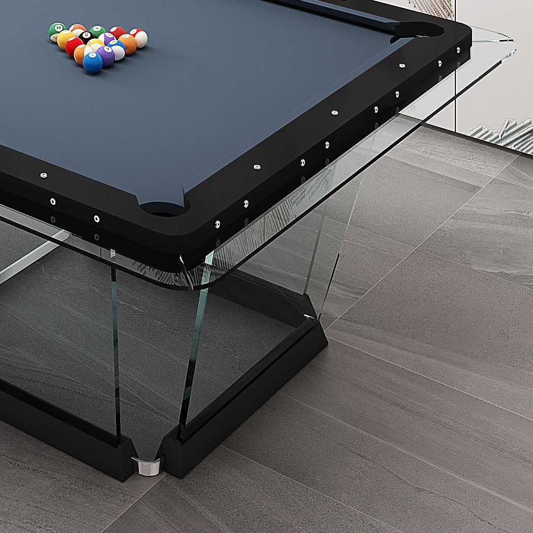Mesa de billar de vidrio templado de cristal italiano Billar estándar familiar de nueve bolas de acrílico transparente americano