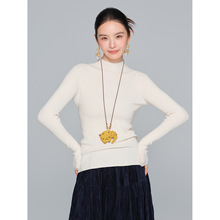 【知合堂】秋冬新款慵懒高级感半高领上衣女长袖修身设计感针织衫