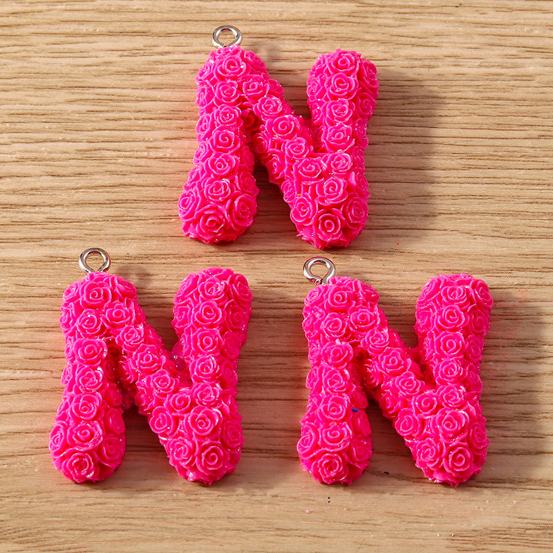 30g Weight DIY Jewelry Accessories Classification 10 Pieces Quantity Plastic Material Letter, Rose Pattern Stoving Varnish Design Cartoon Style, Romantic Style 10 Pieces Plastic Letter Rose 16