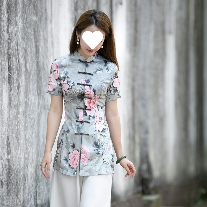 Ty1 маленькая рубашка в китайском стиле в стиле ретро, ​​одежда в стиле дзен, женский летний топ в стиле чайной республики Китая, улучшенный топ в китайском стиле Tang
