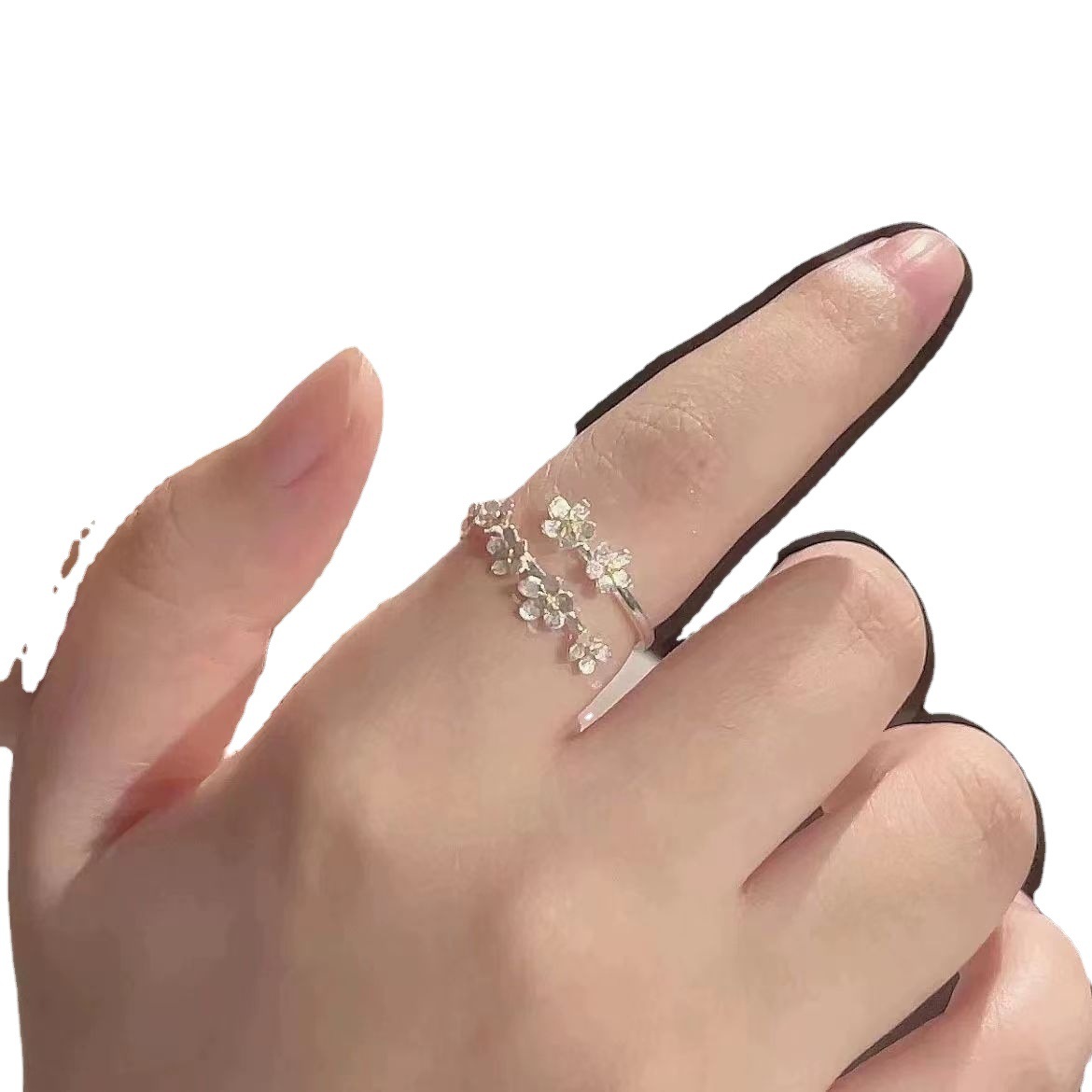 [Flores como brocado] Camelia novias anillo nicho diseño sentido luz lujo simple temperamento abierto anillo ajustable