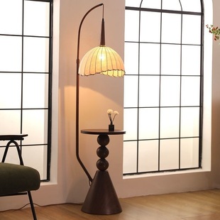 Living Room French Mid-Century Style Floor Lamp Wabi-Sabi Internet Celebrity Chinese Retro Bedside American Storage Rack Integrated Lamp Wholesale