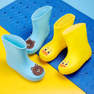 Children's rain boots fleece-lined little yellow duck rain boots 2-7 years old boys and girls non-slip waterproof cartoon rain boots children's water shoes
