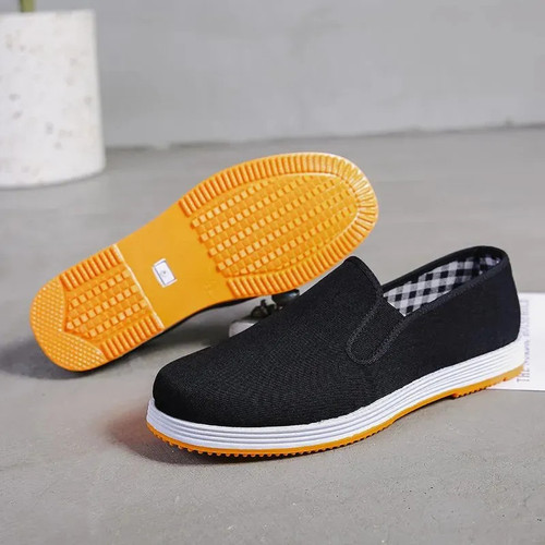 Old Beijing Cloth Shoes Men's Black Cloth Shoes Thick Layered Sole Shoes One-Piece Men's Low-Top Cloth Shoes Drop Ship One Piece