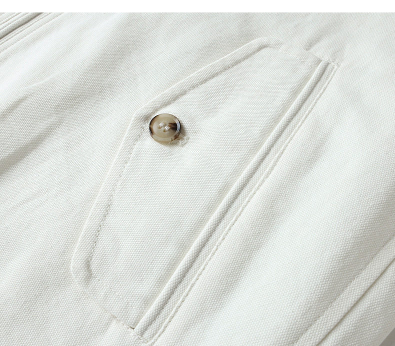 Áo khoác nữ vải canvas cotton dài tay thiết kế thêu họa tiết, khóa kéo, cổ bẻ — Giặt trắng chi tiết 15