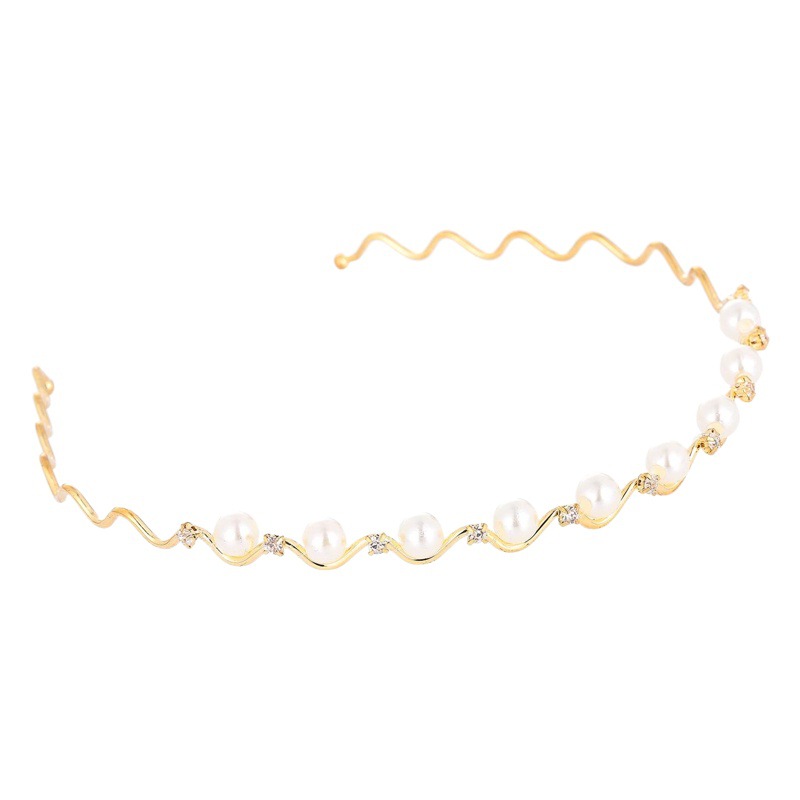 Clásico onda diadema diamante rhinestone perla diadema todo partido perla accesorios para el cabello Yiwu accesorios para el cabello al por mayor