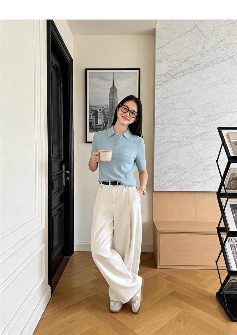 Quần ống rộng cạp cao dáng suông chất liệu cotton mềm mại — đen chi tiết 13