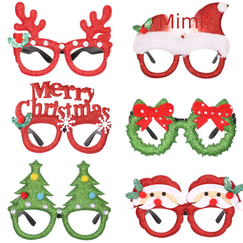 2025 Cross-border Christmas Decorative Glasses, Christmas Adult and Children's Photo Prop, Snowman Tree, Bow Glasses Frame