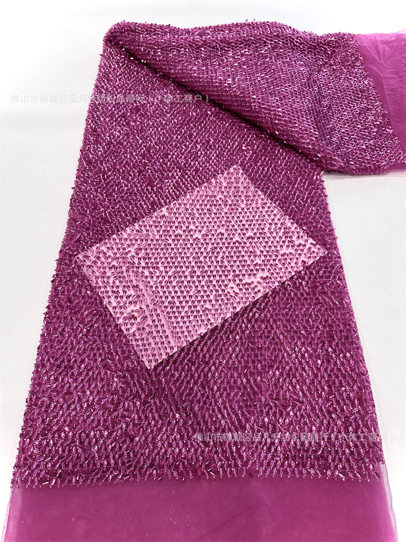 Fábrica de stock de bordado de sequinilla medio rollo de cebolla dorada multicolor ropa de brindis de alta fijación tela de vestido de cena