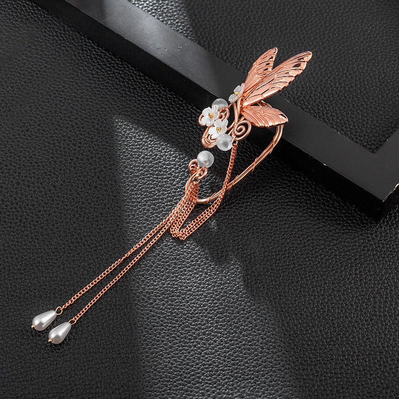 Comercio exterior popular en stock alas de mariposa largos pendientes de borla estilo antiguo clip de oreja amazon elf pendientes para mujeres