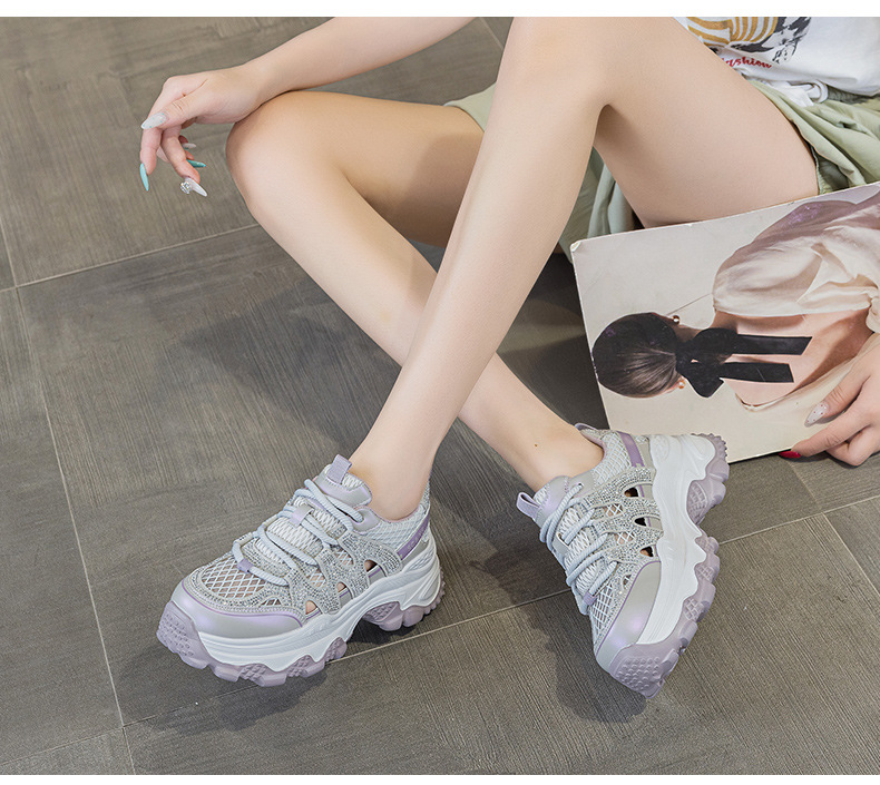 Giày sneaker nữ đế dày tăng chiều cao lưới thoáng khí mùa hè 2026 — Trắng 5075, Champagne 5075, Tím 5075 chi tiết 18