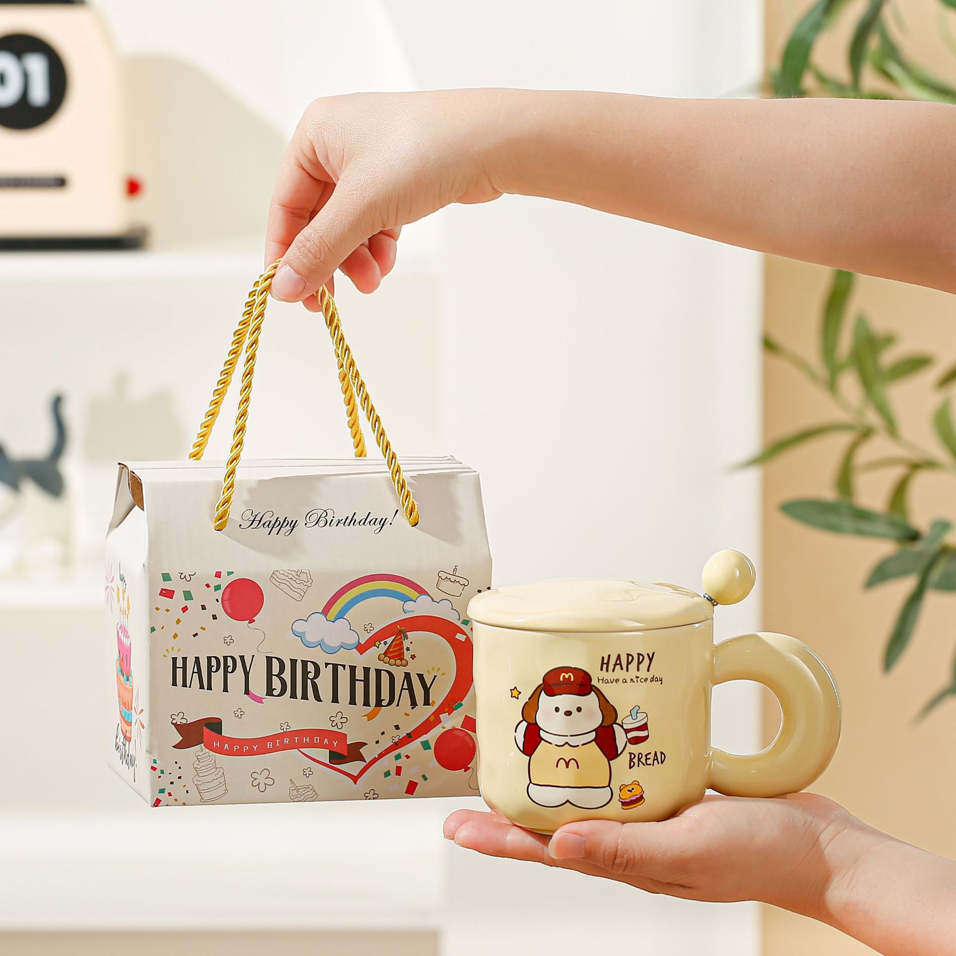 Tazas de logotipo personalizado de dibujos animados tazas de cerámica patrón encantador regalo de regalo de apertura regalo de regalo