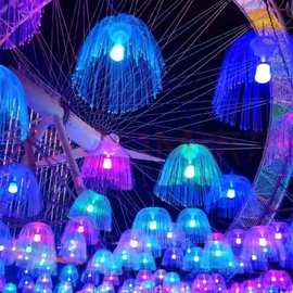 哇噢led光纤水母灯节日闪灯串满天星户外街道餐厅酒吧七彩装饰灯