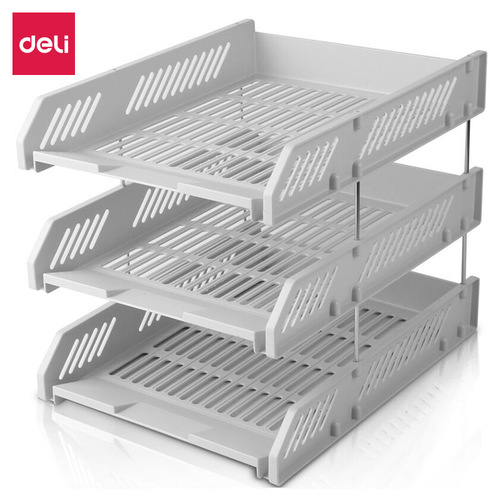 Deli 9209 office document holder triple document frame three-layer document rack document basket information rack document holder wholesale