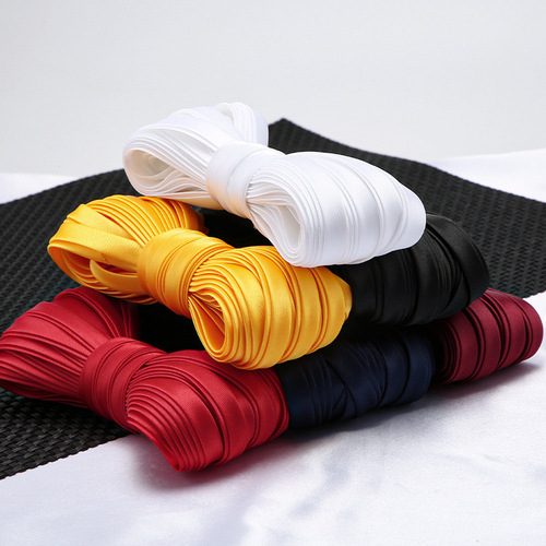 Cheongsam hemming strip 1cm satin solid color four-fold no-iron piping strip Hanfu Chinese clothing collar edge ribbon
