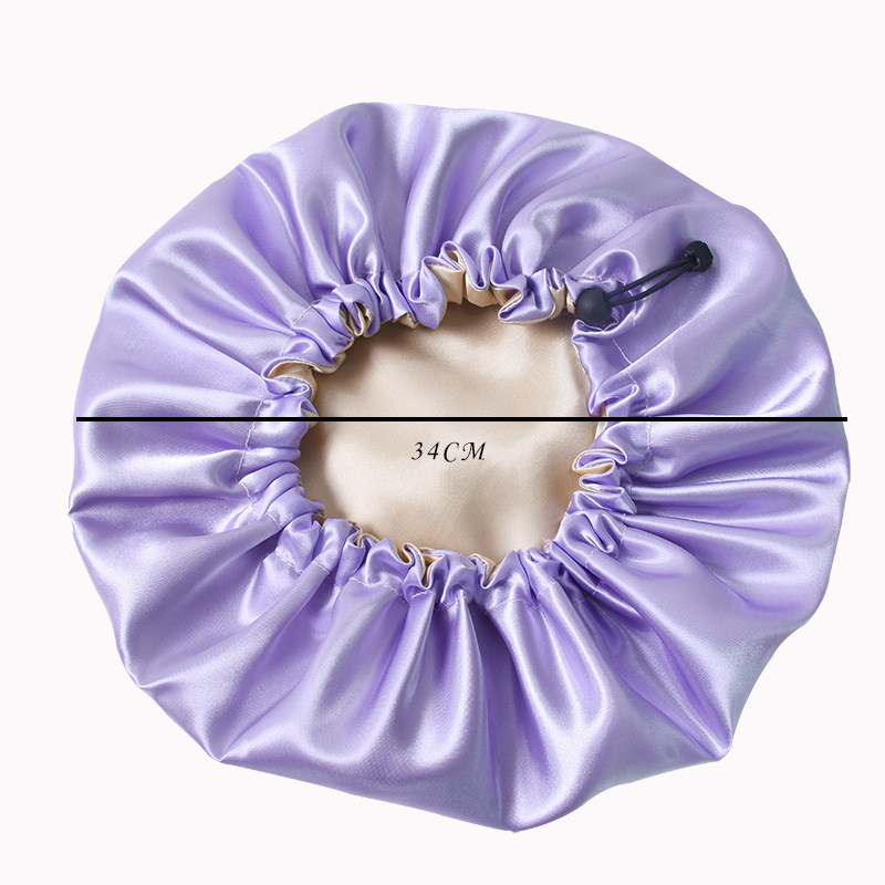 Fashion Solid Color Double-layer Satin Shower Cap 1 Piece display picture 10