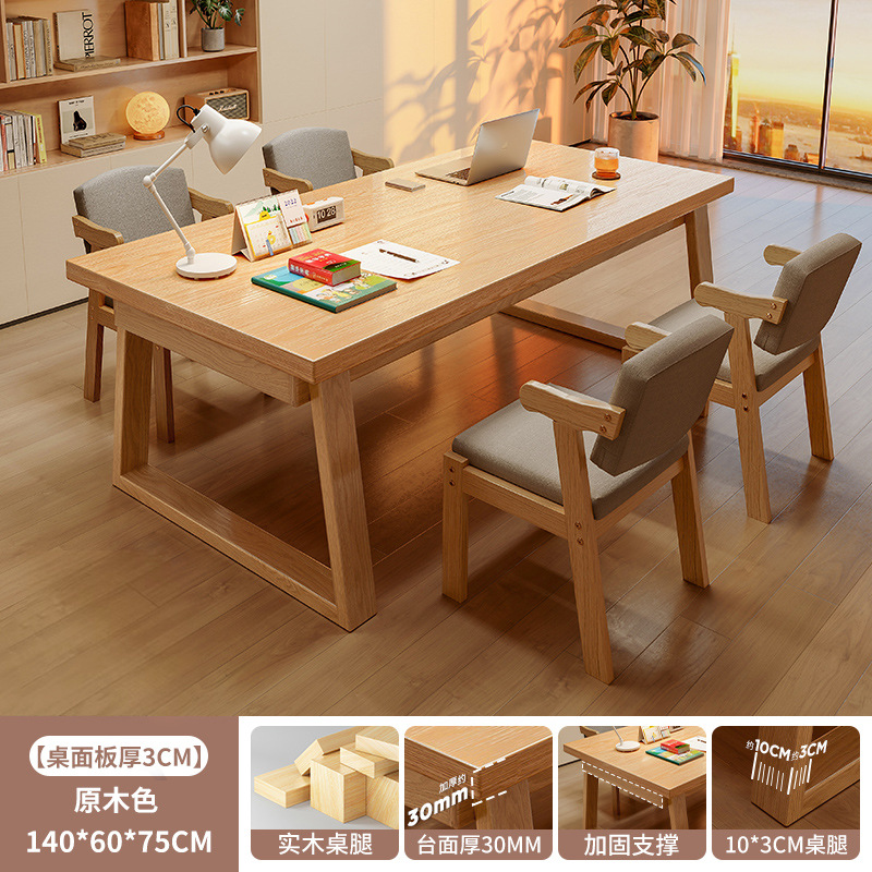 Salón de estar escritorio largo para la sala de estar escritorio de escritorio escritorio de madera maciza escritorio de computadora para estudiar doble mesa larga
