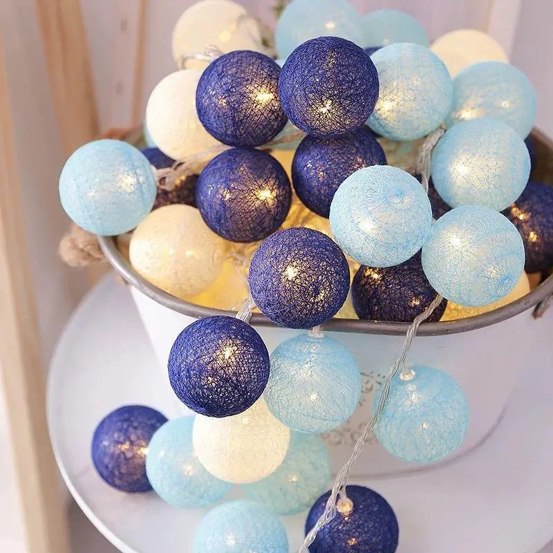 Cordón de bola de algodón ins viento macaron luz decoración de la habitación de los niños de Navidad USB decoración de la tienda de campaña al aire libre sala de estar