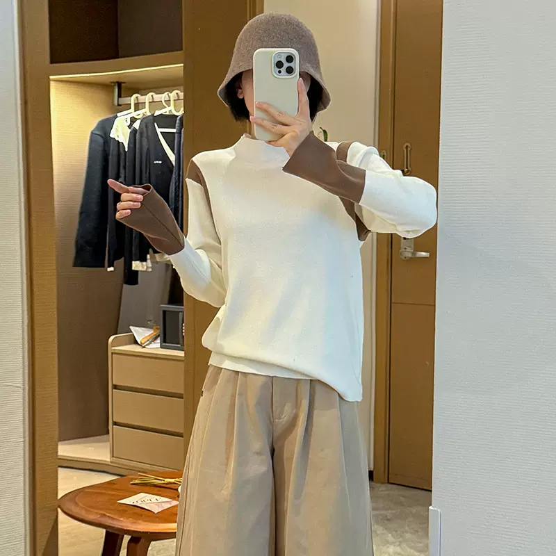 大码微胖女装秋冬新款2025喇叭袖针织打底衫胖mm百搭毛衣减龄上衣