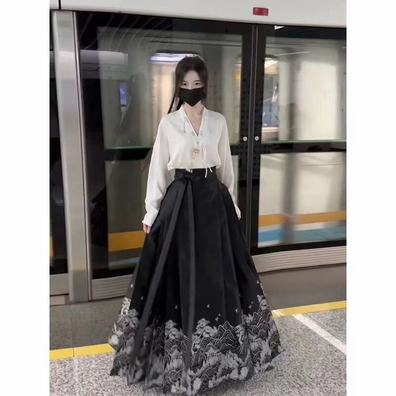 Full Set of New Chinese-Style Mamian Skirt, Improved Hanfu Casual Solid Color Shirt Set, Women's Clothing 2026 Full Set of New Chinese-Style Mamian Skirt, Improved Hanfu Casual Solid Color Shirt Set, Women's Clothing 2026