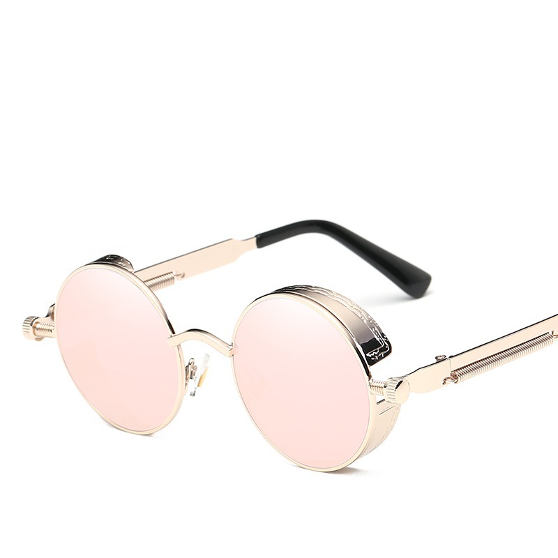 Clásico Steampunk gafas de sol europeo y americano ronda reflectante gafas de sol hombres y mujeres retro moda gafas de sol 0914