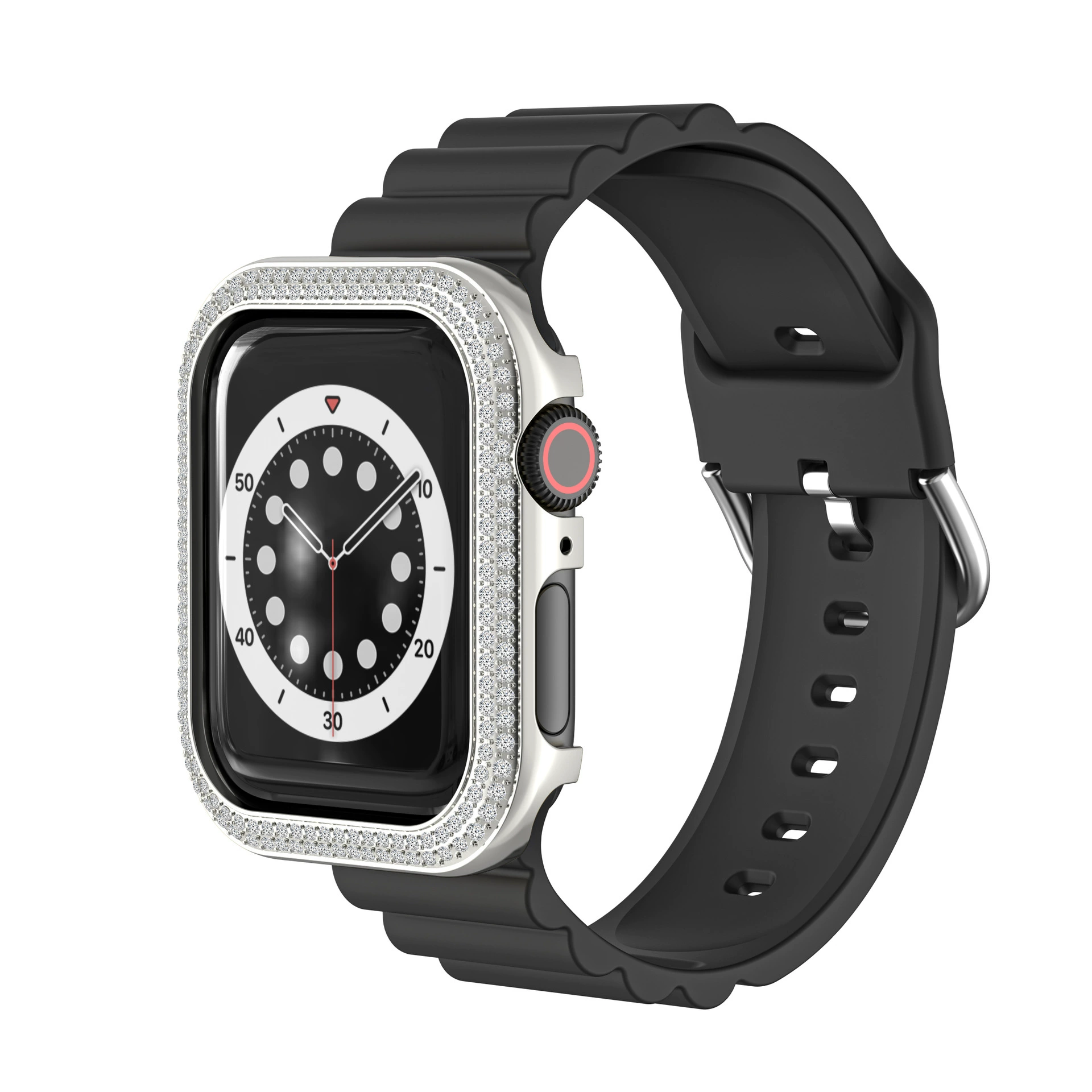 Совместимо с браслетом Apple Watch 4-6 поколения/SE, корпус защитный с двойной ряд Diamond-Inlaid, электропромывание