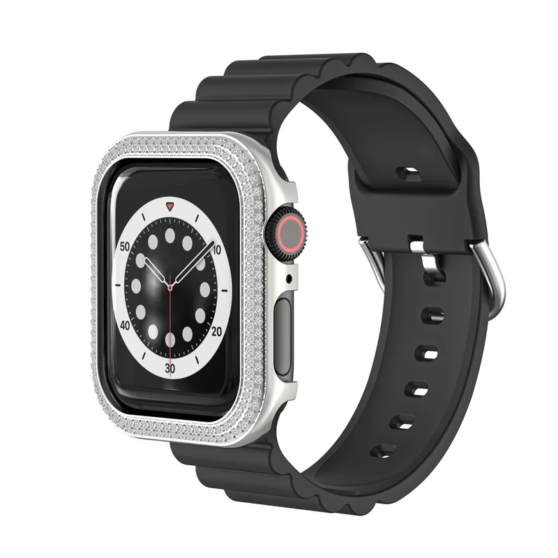 Совместимо с браслетом Apple Watch 4-6 поколения/SE, корпус защитный с двойной ряд Diamond-Inlaid, электропромывание
