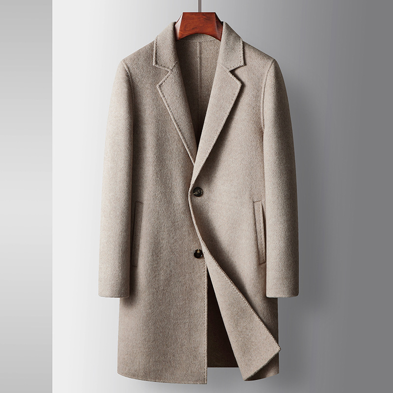 Mens Double Sided Wool Overcoat Mid Length Lightweight Business Casual Autumn Winter Collection Wholesale Available