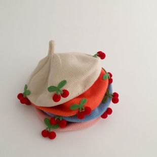 Baby hat autumn and winter Korean style contrast color boys and girls knitted pumpkin hat baby wool hat children beret tide