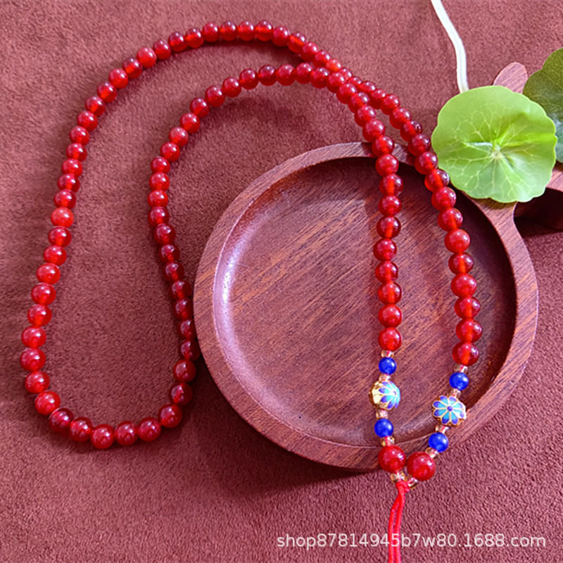 홍옥수 비즈 목걸이