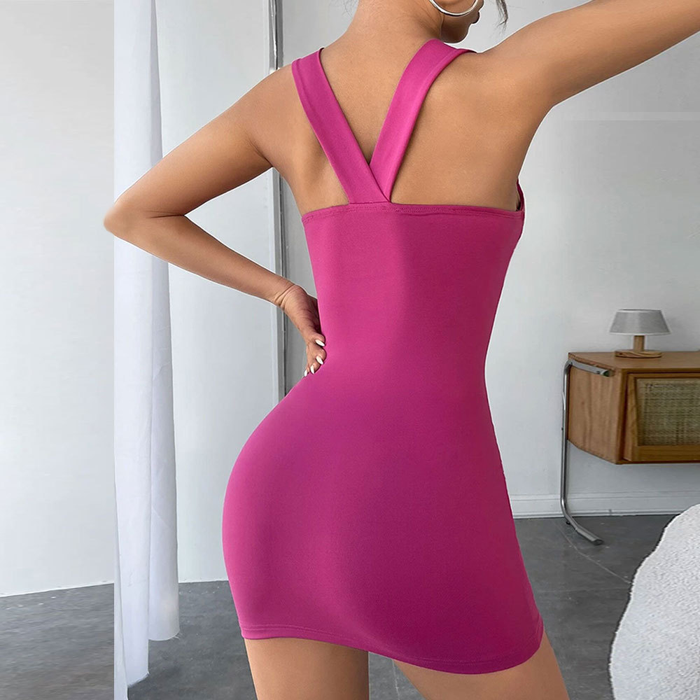 Elegant Women's Slimming Dress Bodycon Bag Hip Strap Style Dress_voghion.com
