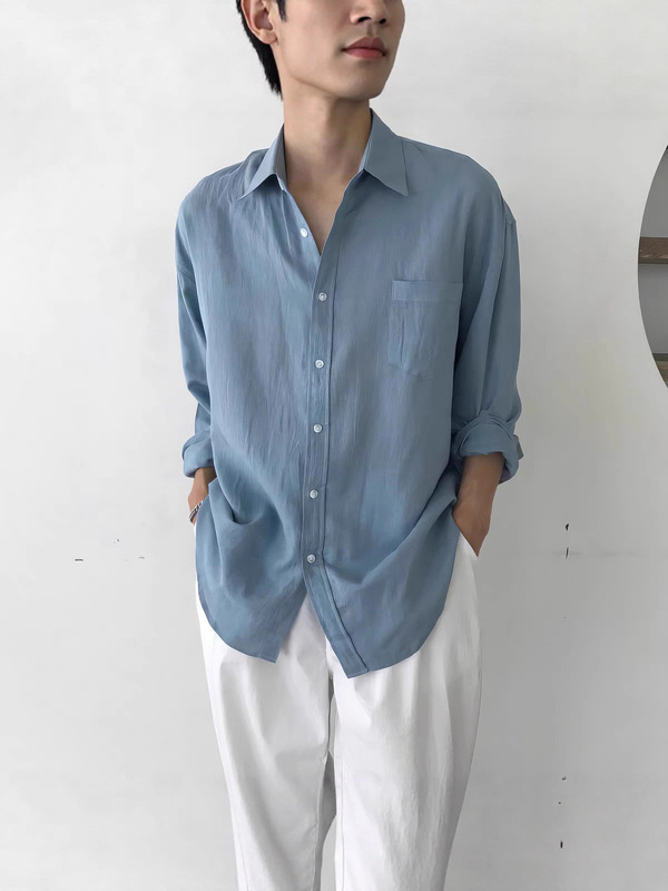 棕色棉麻衬衫男口袋款宽松长袖防晒开衫薄款透气亚麻休闲工装衬衣|undefined