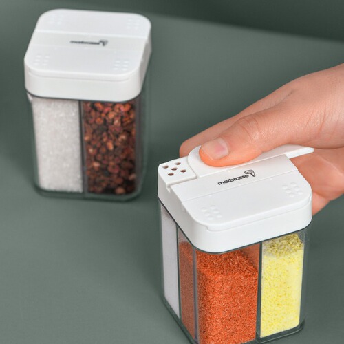 marbrasse sliding seasoning box kitchen seasoning bottle seasoning jar four-part jar moisture-proof salt jar