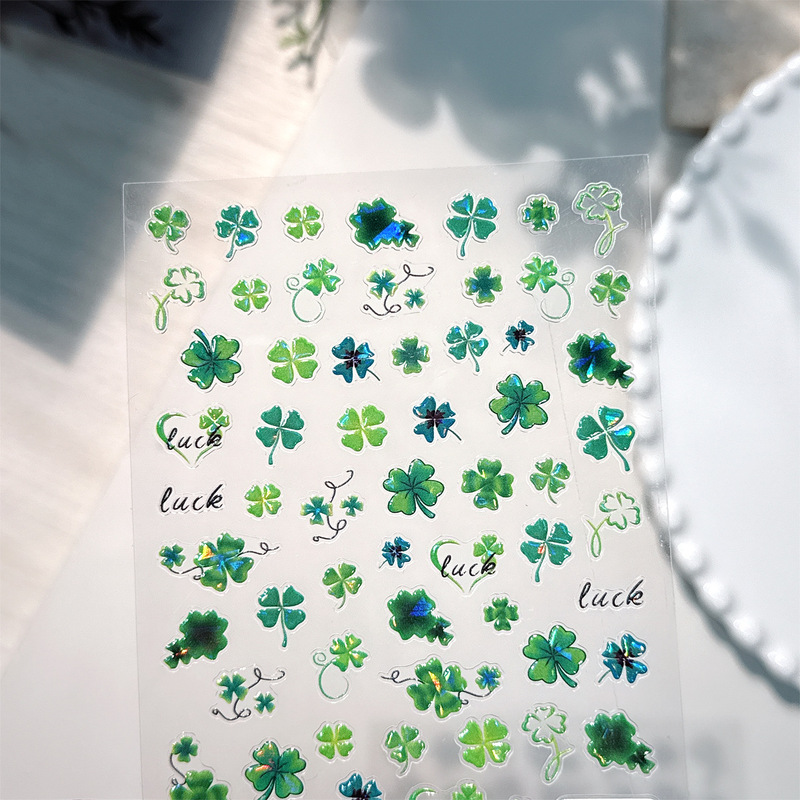 Spring Four-Leaf Clover Lucky Colorful Adhesive Nail Stickers Wholesale Embossed Stereo Small Fresh Nail Stickers Tj Spring Four-Leaf Clover Lucky Colorful Adhesive Nail Stickers Wholesale Embossed Stereo Small Fresh Nail Stickers Tj