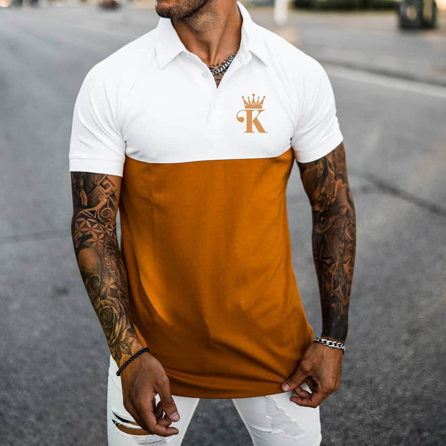 Camisa POLO con cremallera con cuello alto y estampado 3D para hombres urbanos europeos y americanos