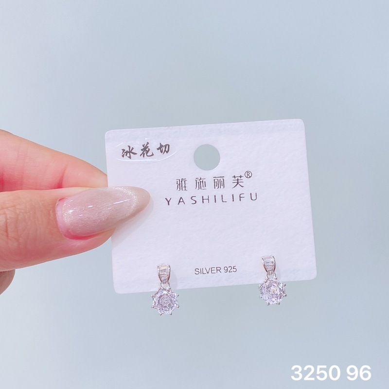 Yashilifu s925 スターリングシルバークロスボーダーホット輸入アイスフラワーカットイヤリング高級ハイエンド光沢のある女性のイヤリング新しい|undefined