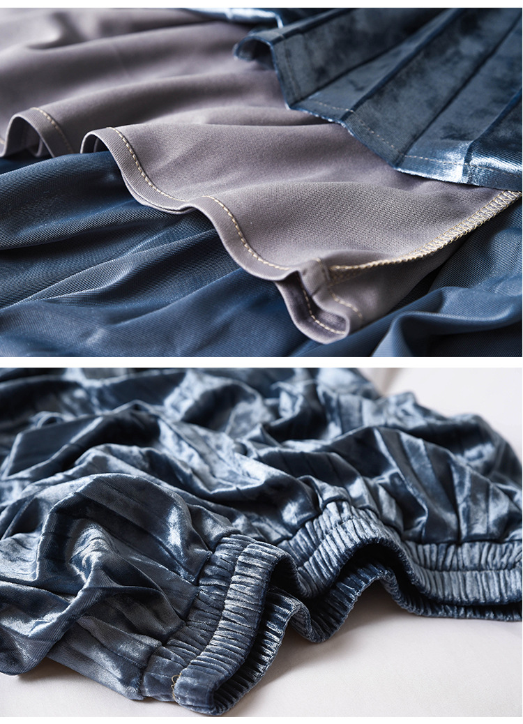 Abbigliamento donna gonna in velluto a rombi a cinque colori gonna a pieghe a fisarmonica lucida per donna lunghezza media autunno e inverno 2024_voghion.com